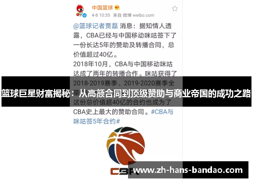 篮球巨星财富揭秘：从高额合同到顶级赞助与商业帝国的成功之路